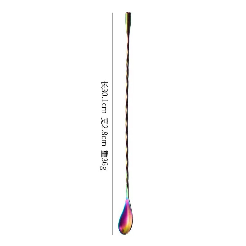 Transfronterizo 304 de acero inoxidable de mango largo varilla de agitación café leche té revolviendo palo cuchara creativa coctelera de oro