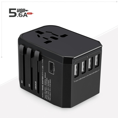 Cross-border travel charger 4USB multi-function global conversion socket Type-C US standard European standard UK standard charging stand