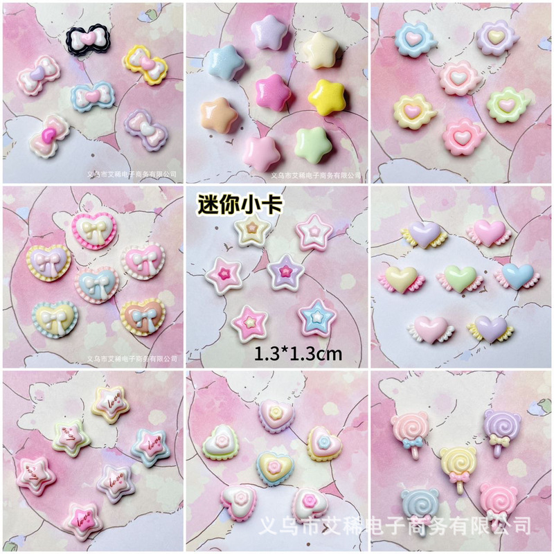 Glossy Mini Mixed Resin Accessories Donut Five-Pointed Star Heart DIY Nail Art Jewelry Mobile Phone Case Small Accessories