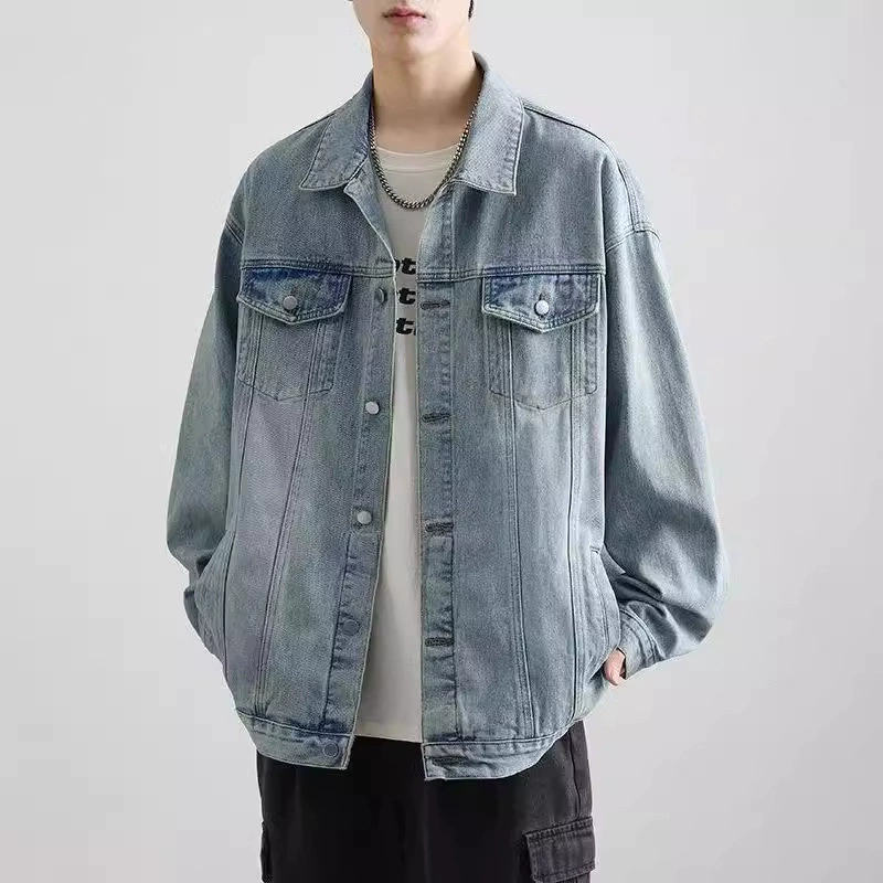Denim men's warm trend jacket, American style, oversize