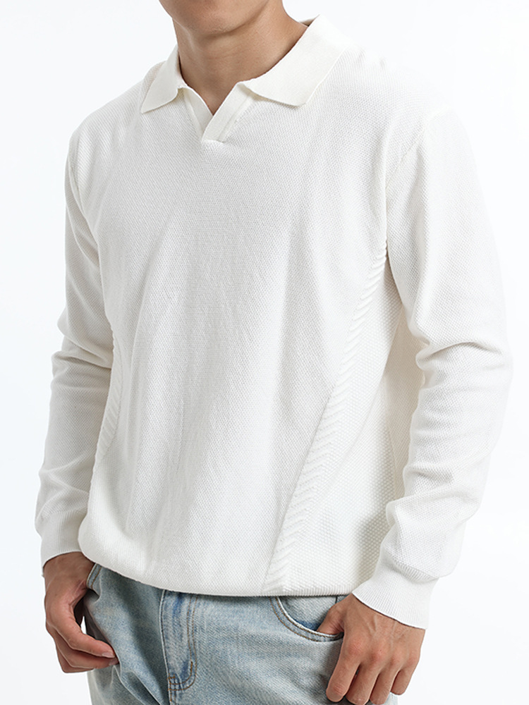 Transfronterizo de hombre otoño y invierno 2025 nuevo suéter de cuello en V camiseta de punto hombre de negocios casual suéter de polo americano