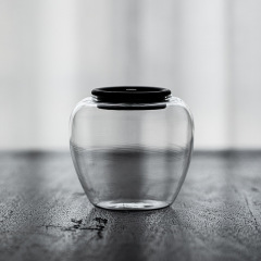 黒檀木蓋茶葉缶ガラス茶倉密封缶貯蔵タンク透明ガラス乾燥果缶茶缶