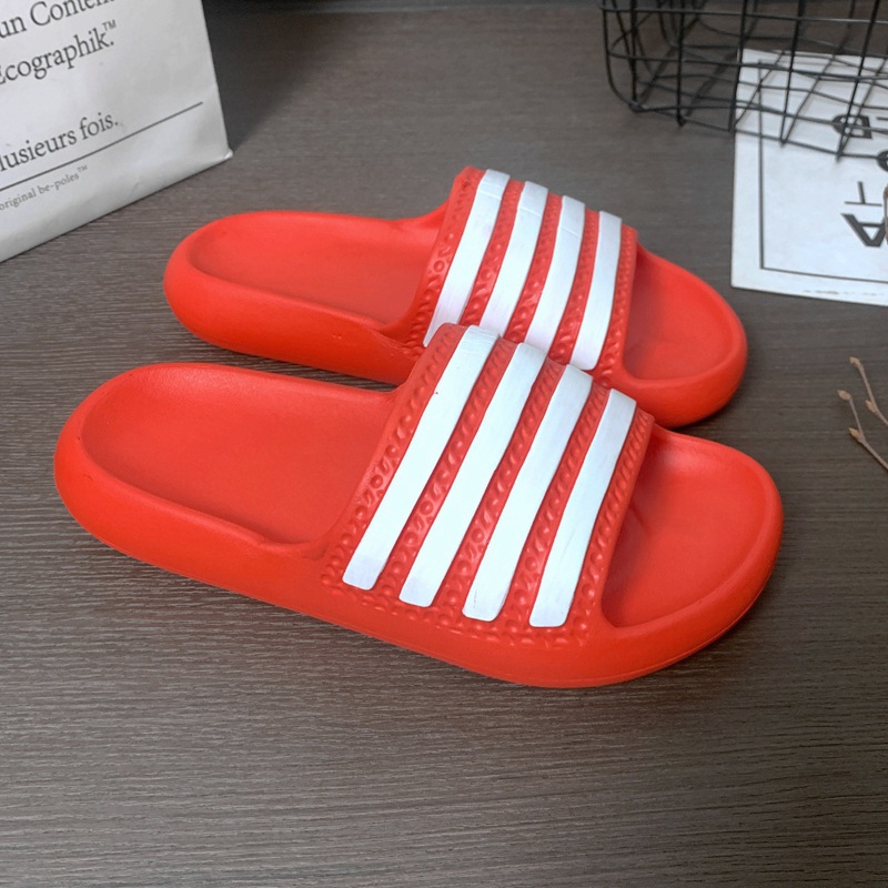 느낌 슬리퍼 여자의 여름 새로운 캐주얼 스트라이프 두꺼운 바닥 실내 홈 커플 슬리퍼 레드 호텔 슬리퍼