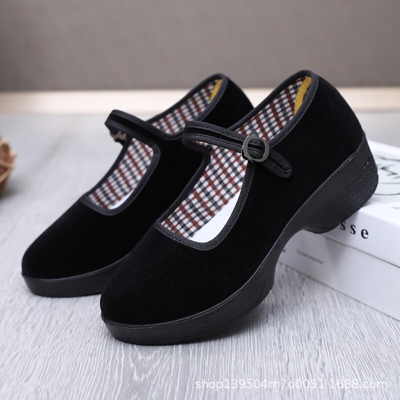 Old Beijing Cloth Shoes, Women's Shoes, Soft-Soled Dance Shoes, Hotel Black Non-Slip Work Shoes, Etiquette Shoes, Square Dance Shoes