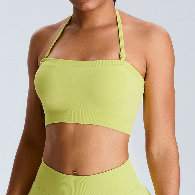Nuevo traje de yoga sin costuras transfronterizo, top de tubo deportivo, pecho envuelto sexy, chaleco de yoga con espalda, ropa interior de fitness