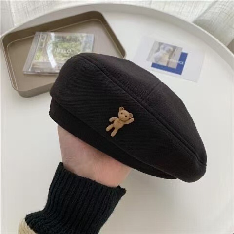 贝雷帽女秋冬百搭黑色ins八角帽子网红韩版日系英伦复古画家帽潮|undefined