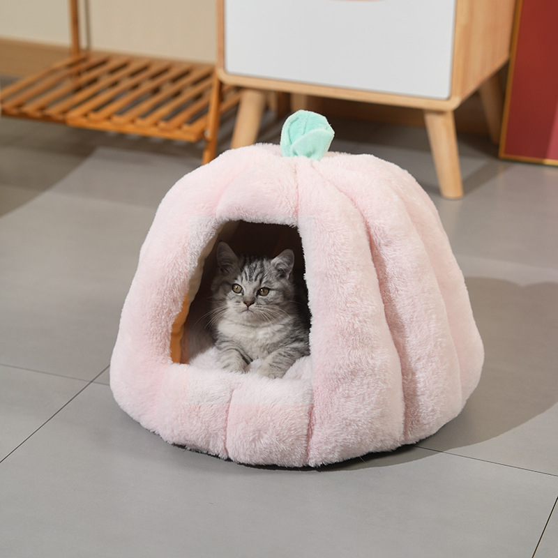 かわいいかぼちゃの猫の巣の幼猫の子犬の巣の子猫は保温の四季通用のモンゴルで子犬の巣のペットの巣を包みます。|undefined