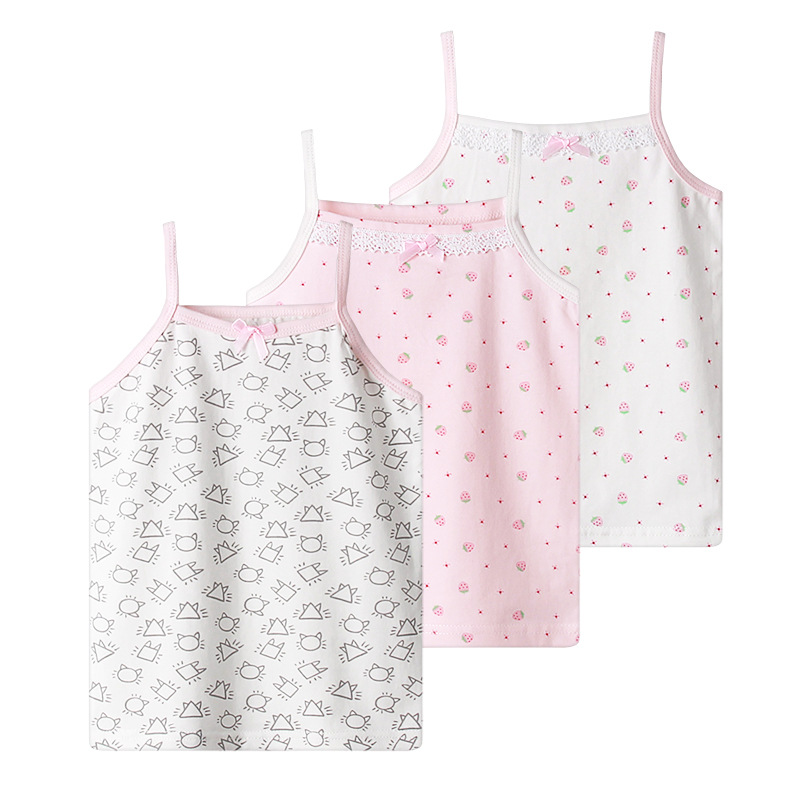 2024 Spring and Summer New Children's Vest Cotton Printed Suspender Tank Top Girls Boys