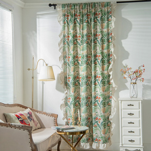 Le Xuan Show ins Green Plant Ruffled Curtain Finished Wholesale Bedroom Kitchen Small Curtain Bay Window Hook Curtain