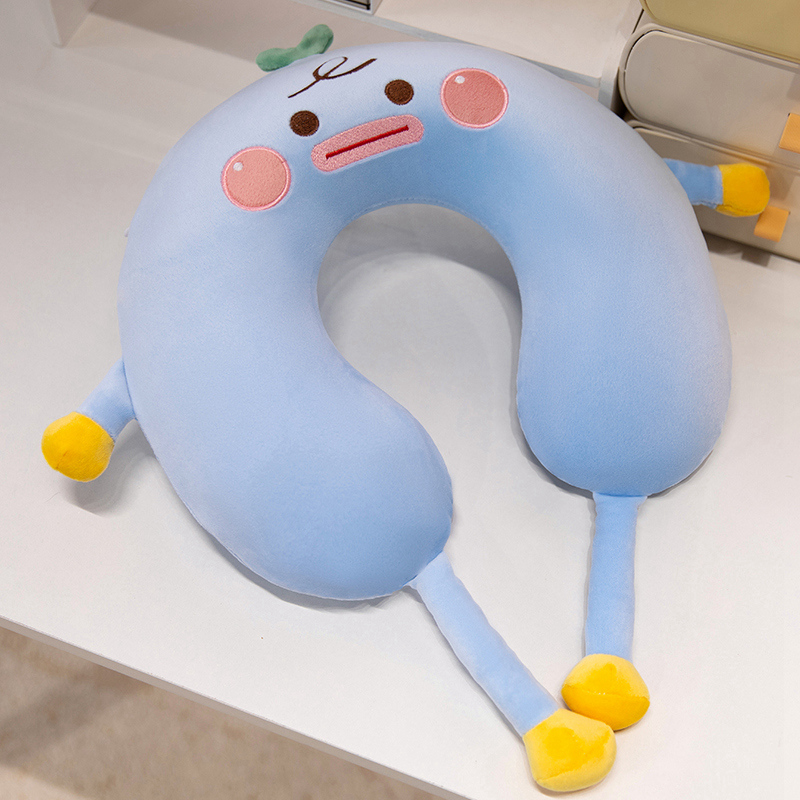 Memoria de dibujos animados algodón tipo u almohada de cuello almohada de viaje avión almohada de cuello almohada portátil almohada de almuerzo de oficina almohada