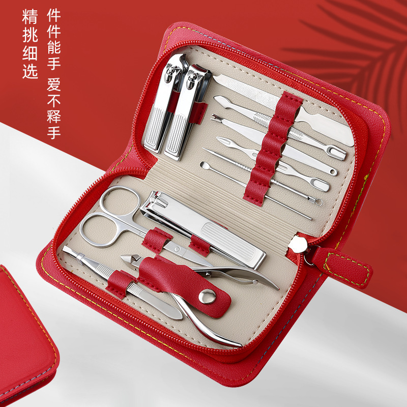 ステンレスマニキュア工具セット12点セット死皮鉗子家庭用爪切りセット爪切りセット卸売り|undefined