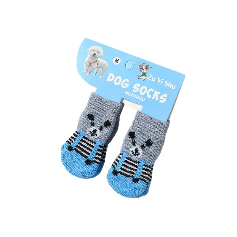 Nuevos calcetines para mascotas de alta calidad antideslizante inferior cachorro calcetines perro pie cubierta de peluche perro caniche calcetines de algodón suministros