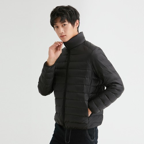 Japanese brand thin down cotton jacket for men with stand-up collar, 90 white down inner lining, large size winter coat outerwear for boys