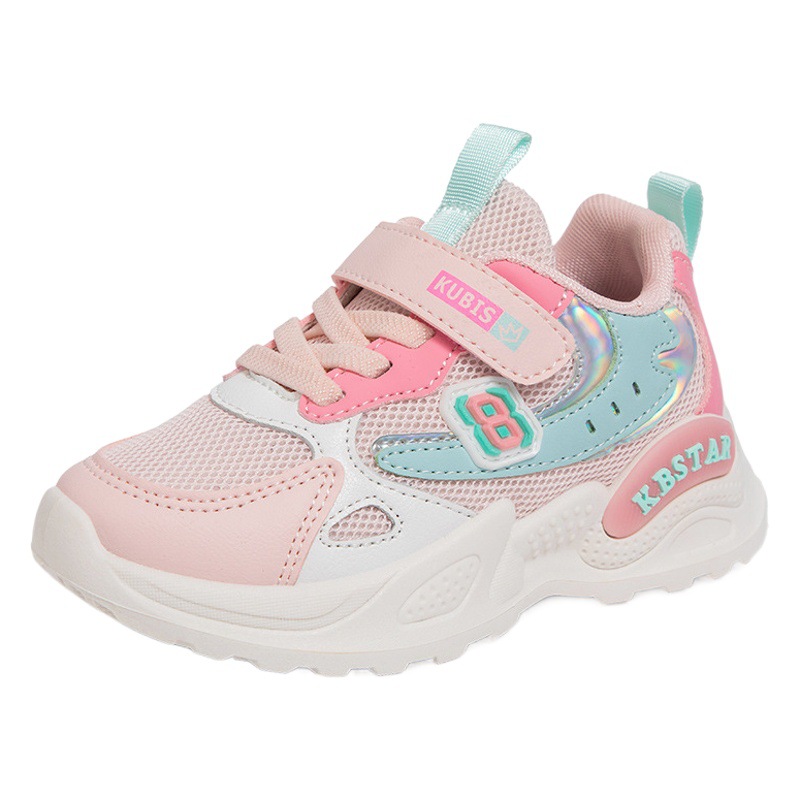 Zapatos de malla para niños al por mayor, estilo nuevo de primavera 2025, zapatos deportivos para niñas, zapatos transpirables para correr para niñas mayores y más pequeñas