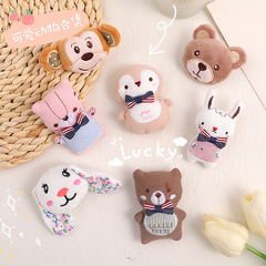 秋冬新品可愛兔子小熊動物毛絨胸針卡通少女心日系卡通包包小掛件