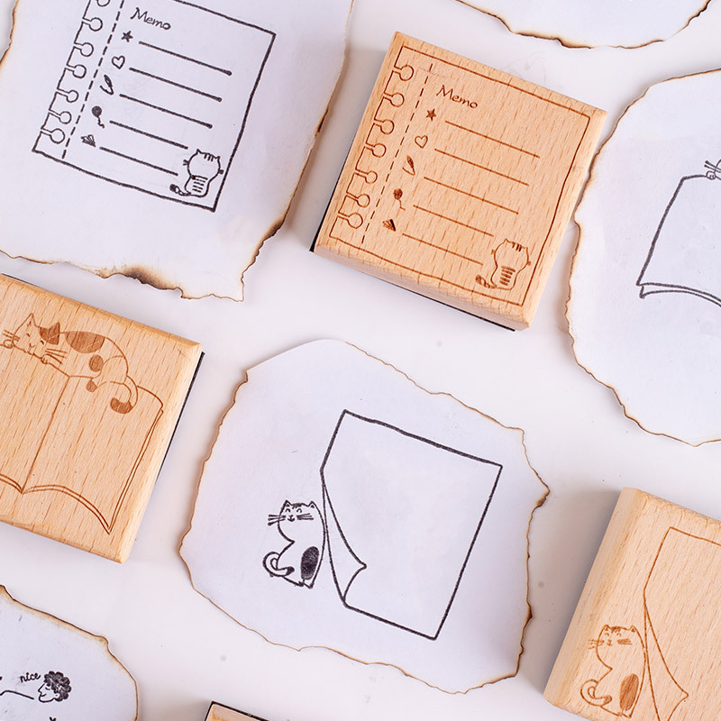 Original Luz retro Diario sello mensaje marco serie de dibujos animados frontera Diario decoración material de impresión y pintura sello 6 modelos