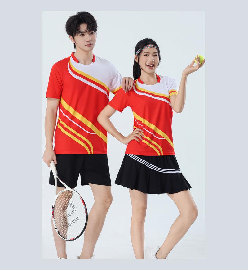 poliamonio rápido secado transpirable bádminton hombre niñas adultos el mismo cuello en V entrenamiento deportivo superior impresión personalizada