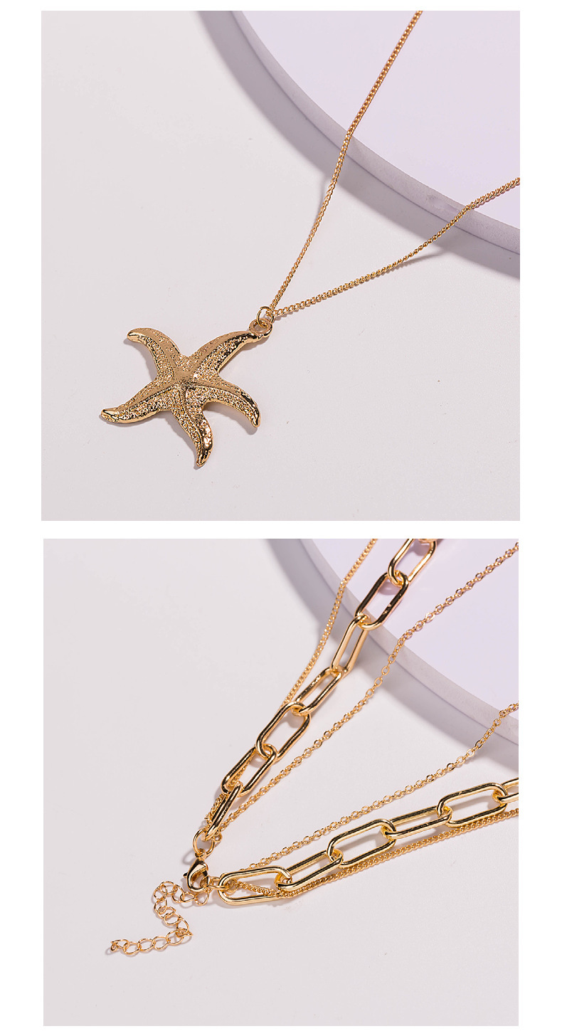 Europe and America Cross Border Fashion Necklace Shell Necklace Pendant MultiLayer Necklace Metal Starfish Ocean Pendant Ornaments Womenpicture9