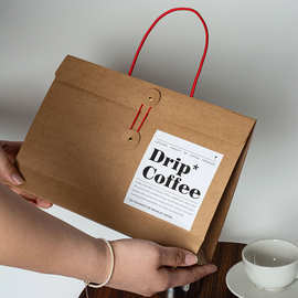 牛皮纸新款复古手提纸袋咖啡饼干糖果雪花酥伴手礼打包常温手提袋
