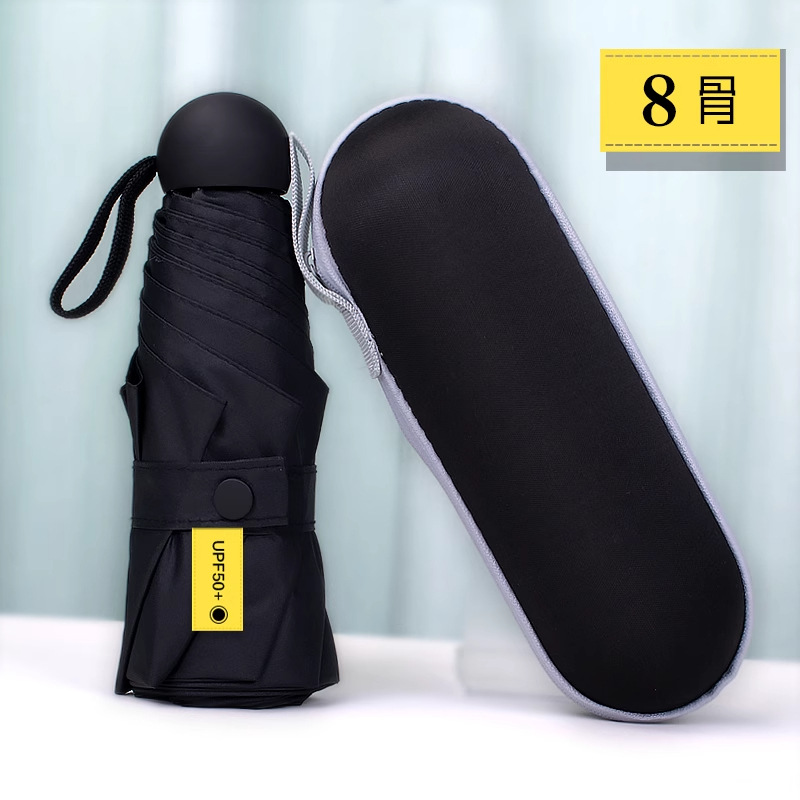 Paraguas cápsula ultraligero, paraguas de protección solar engrosado, doble uso para sol y lluvia, paraguas para mujer, mini paraguas plegable personalizado al por mayor.