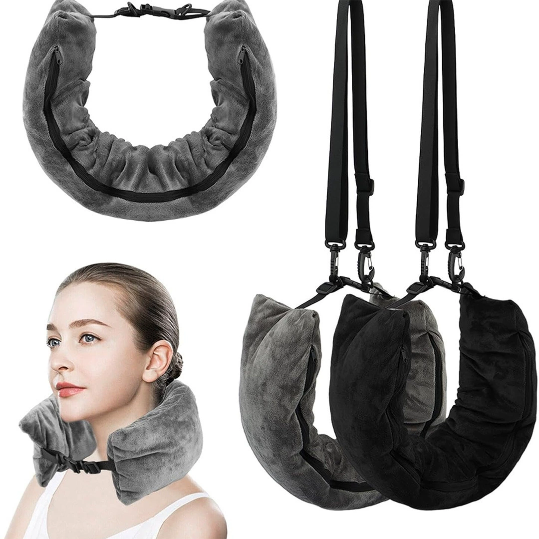 Популярная трансграничная подушка для путешествий в наличии, многоразовая, с портативным чехлом для хранения, для сна на боку, для шейного отдела позвоночника, U-образная подушка для самолета