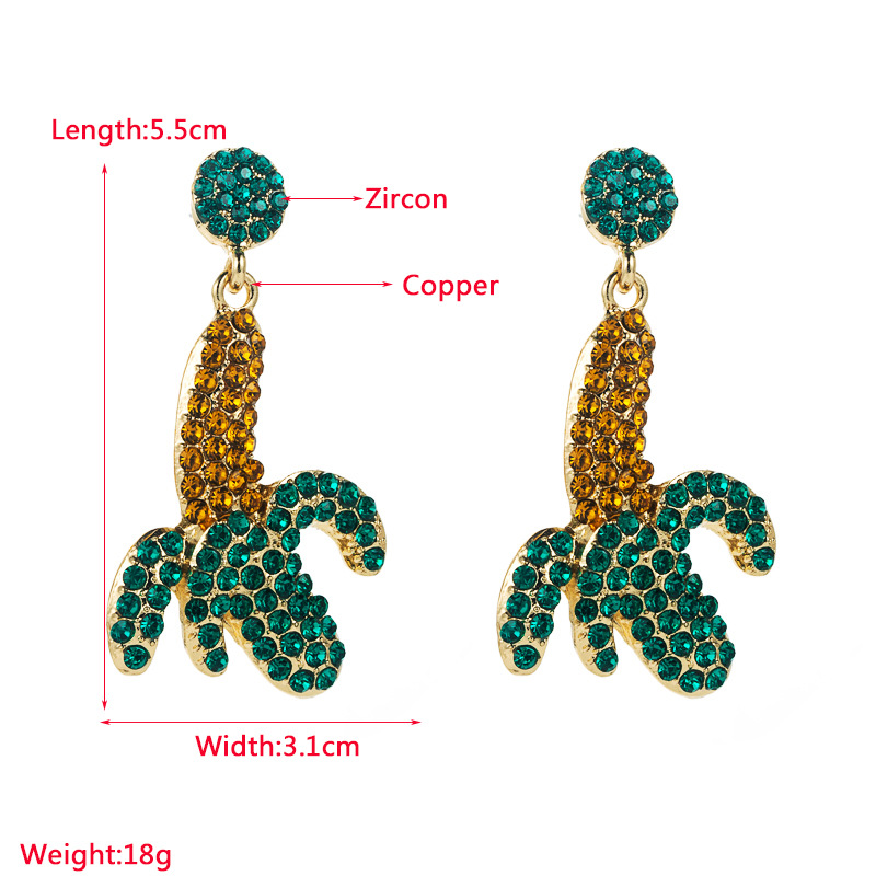 Fashion Devilu0027S Eye Banana Copper Drop Earrings Inlay Zircon Copper Earrings