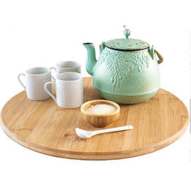 竹木制圆形可旋转水果点心盘创意桌面厨房调料瓶架茶托盘BSCI认证