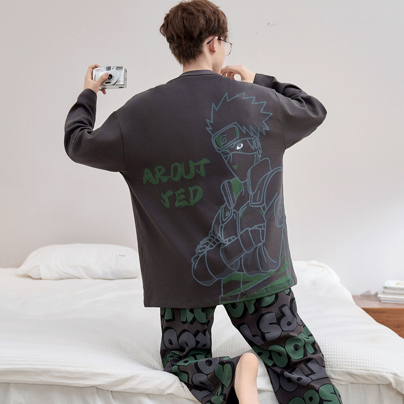 Boys' Pajamas 2025 New Pure Cotton Teenagers Junior High School Students Older Children Autumn Style Naruto Cotton Long-Sleeved Men's Style