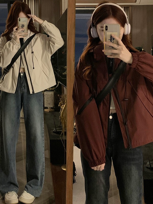 Real Shot of the New Hard-Shell Three-Proof Jacket, Fashionable and Casual Parka Loose Hooded Jacket