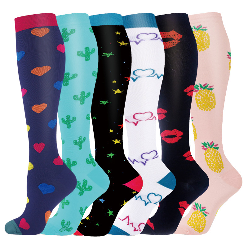 Juego de 6 pares de calcetines deportivos de compresión transfronterizos para fitness, calcetines largos de compresión para pantorrillas para hombres y mujeres, calcetines de compresión elásticos. image 43