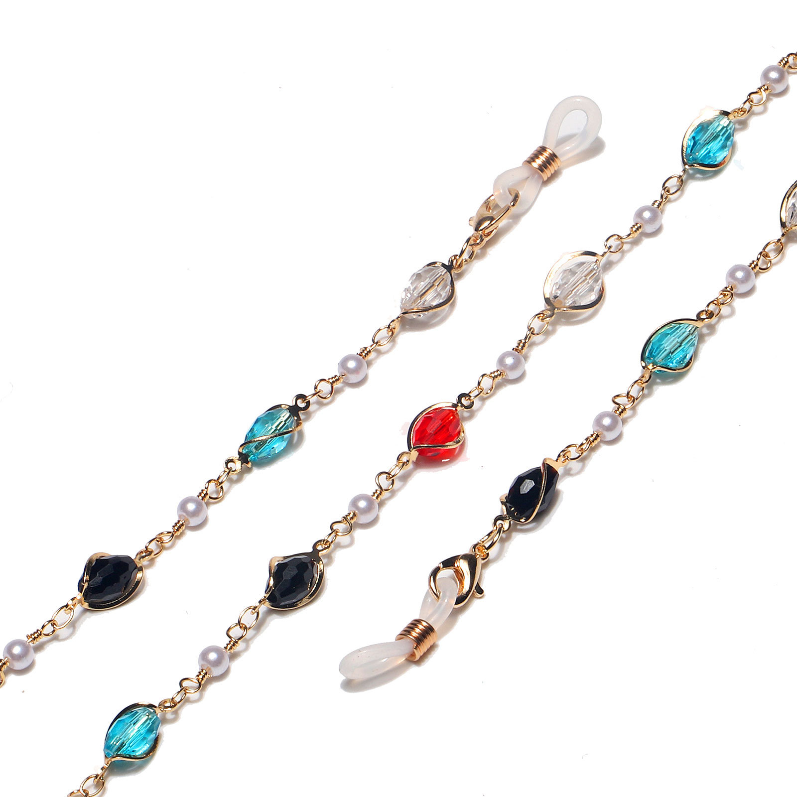 Fashion Colorful Crystal Pearl Glasses Chain display picture 2