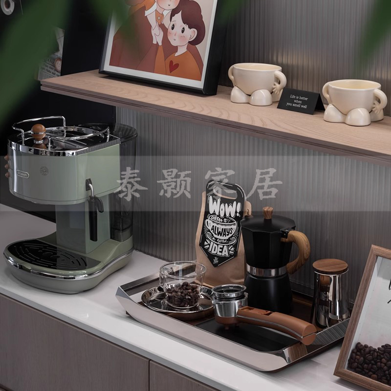 Modern Minimalist Coffee Theme Kitchen Model Room Decoration Ornaments Decorative Painting Stainless Steel Tableware