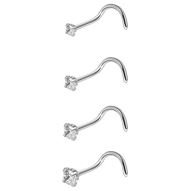 Piercing naso in acciaio inossidabile con zircone rotondo donna_voghion.com