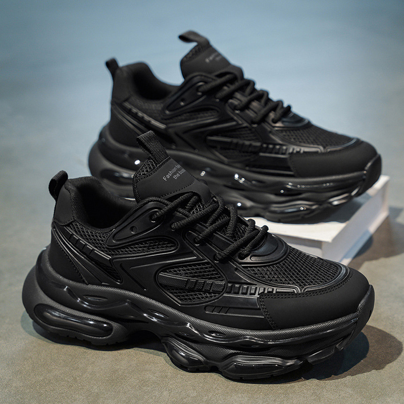 Black Warrior Men's Shoes Winter Men's Running Shock-Absorbing Air-Cushion Sports Shoes Men's Casual Height-Increasing Black Dad Sneakers Black Warrior Men's Shoes Winter Men's Running Shock-Absorbing Air-Cushion Sports Shoes Men's Casual Height-Increasing Black Dad Sneakers