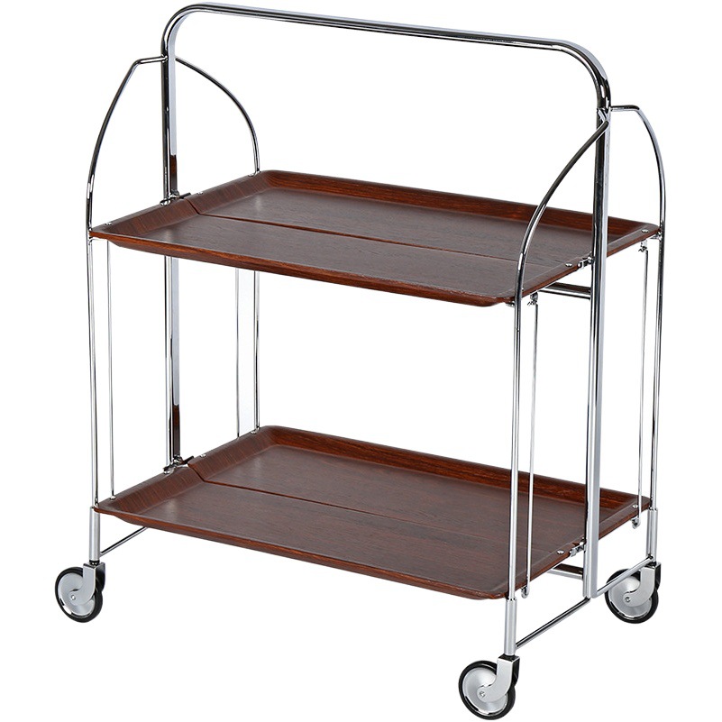 Zhonggu trolley storage rack foldable mobile stainless steel coffee table Internet celebrity ins Changhong glass dining car