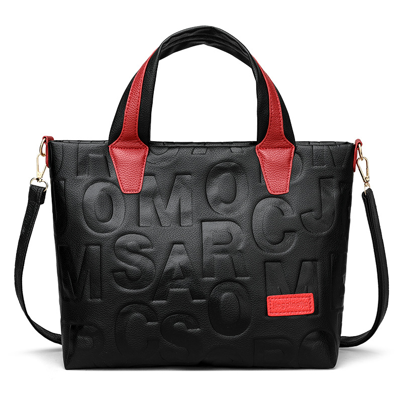 Comercio exterior transfronterizo nuevo bolso de mano de moda elegante Carta en relieve de moda europea y americana de gran capacidad bolso de hombro