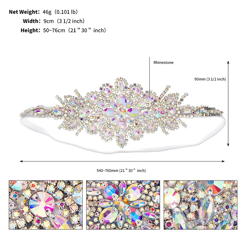 Fashion Water Droplets Flower Cloth Inlay Rhinestones Hair Band 1 Piece