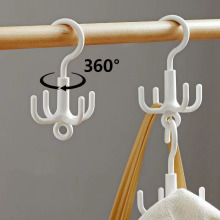 四爪旋转挂钩免打孔包包领带丝巾围巾衣帽挂架5kg承重塑料收纳钩