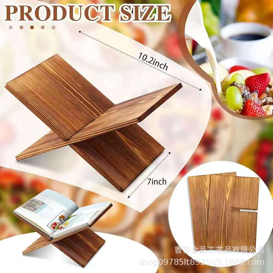 Estante de cocina de madera Estante de lectura de recetas de encimera de cocina en forma de X simple Estante de biblioteca de observación multiusos Estante de base