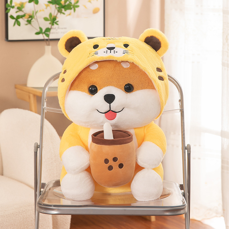 Milk Tea Chai Dog Transformation Tiger Doll Sleeping Pillow Large Doll Plush Toy Children's Birthday Gift Wholesale