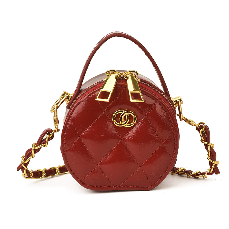 Bolsa de hombro para bebés de color sólido de moda diamante exquisita mini bolsas redondas para niños y niñas 2026 nuevos accesorios para niños