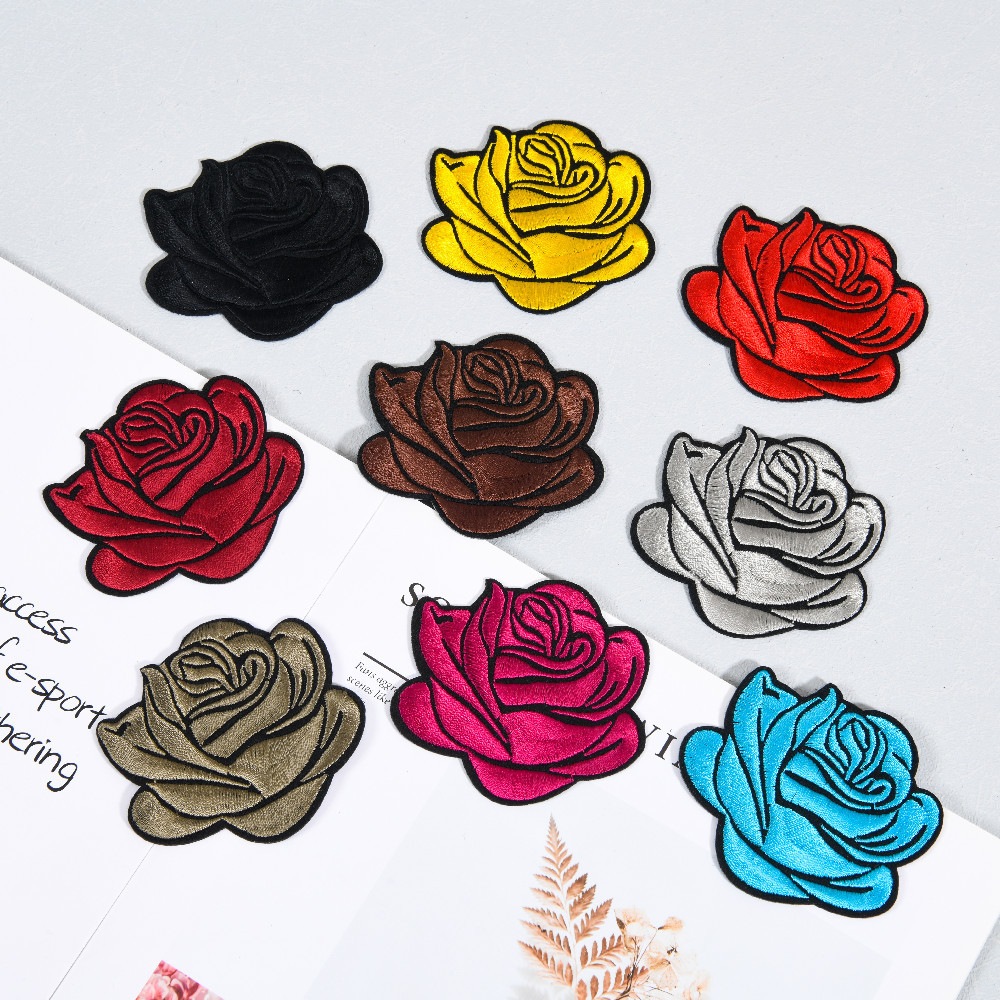 馨文直销电脑绣花布贴刺绣服装鞋帽手工艺配饰补丁外贸玫瑰花套装