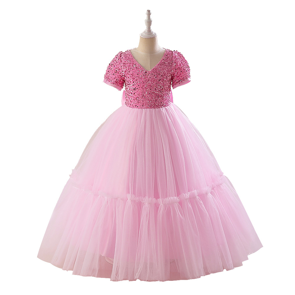 Comercio exterior nuevas niñas vestido de princesa vestido medio y grandes niños malla vestido fino brillante fiesta de Navidad princesa vestido image 9