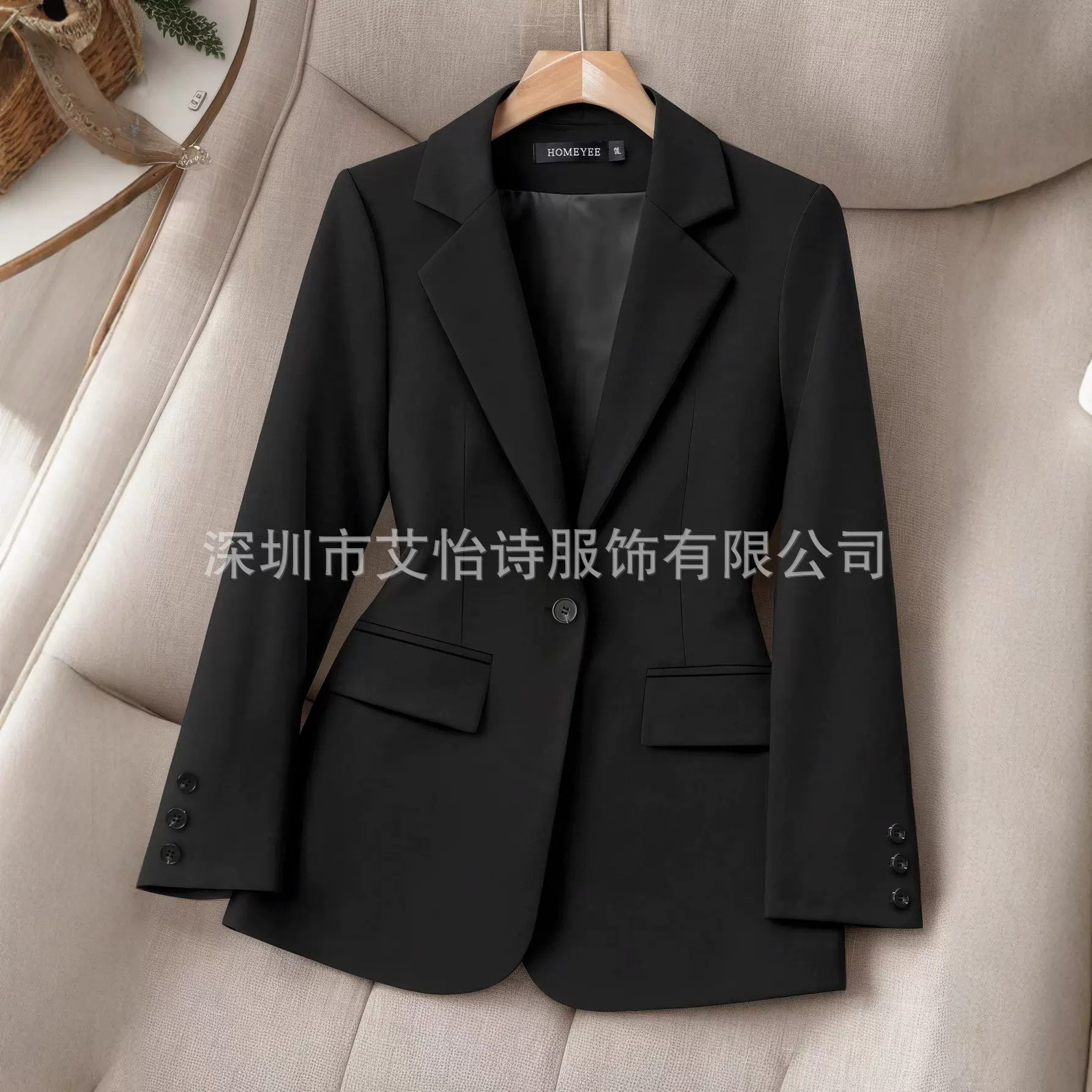 黑色西装优雅女上衣秋季新款高级感修身西服气质休闲职业通勤外套