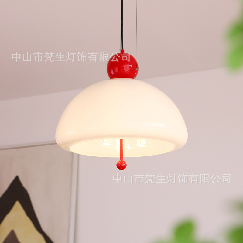 Nordic pendant light for Chinese restaurant, French wabi-sabi style, creative post-modern white jade glass bedside bar table lamp
