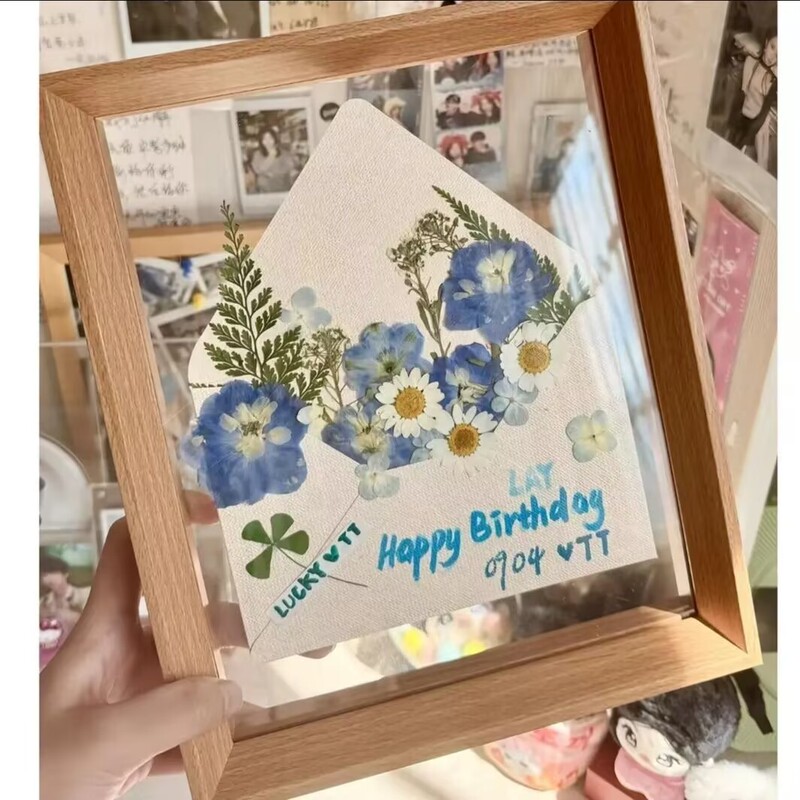 DIY Handmade Photo Frame Spring Letter Dried Flower Material Package Embossed Envelope Greeting Card Couple Ornaments Photo Frame Decoration