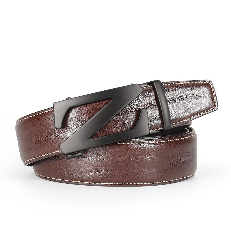 New Hot Selling Men's Belt Top Layer Cowhide Z Letter Alloy Automatic Buckle Business Fashion Casual Fashion Belt_voghion.com