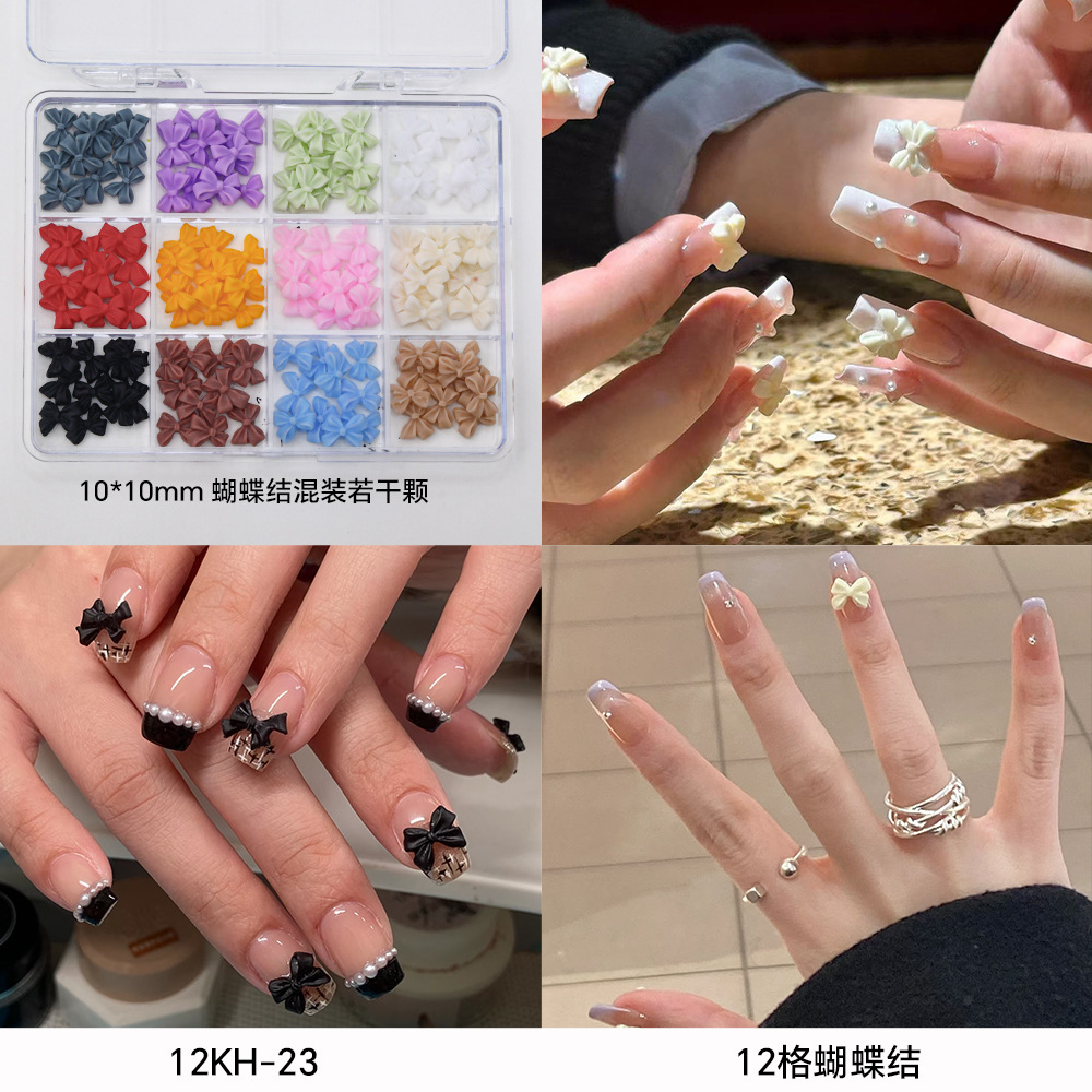 12 piezas de joyería de diamantes de manicura plana de fondo plano intermitente checo de diamantes de formas especiales joyería de mariposa de lentejuelas de uñas de perlas de todo fósforo