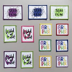 New English Alphabet Series Multicolor Edge Locking 3D Printed Screen Printing Fabric Label Patch DIY Label