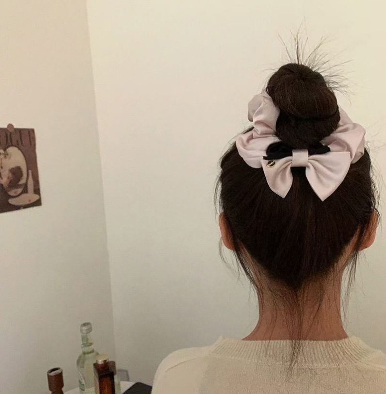 Piccolo fiocco ~ Fascia per capelli in raso di alta qualità con intestino crasso, accessori per capelli da donna, semplice ed elegante, corda per capelli con pallina francese_voghion.com